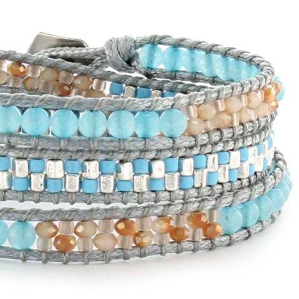 New Handmade Natural Stones 3 Wraps Bracelet - Picture 3 of 4